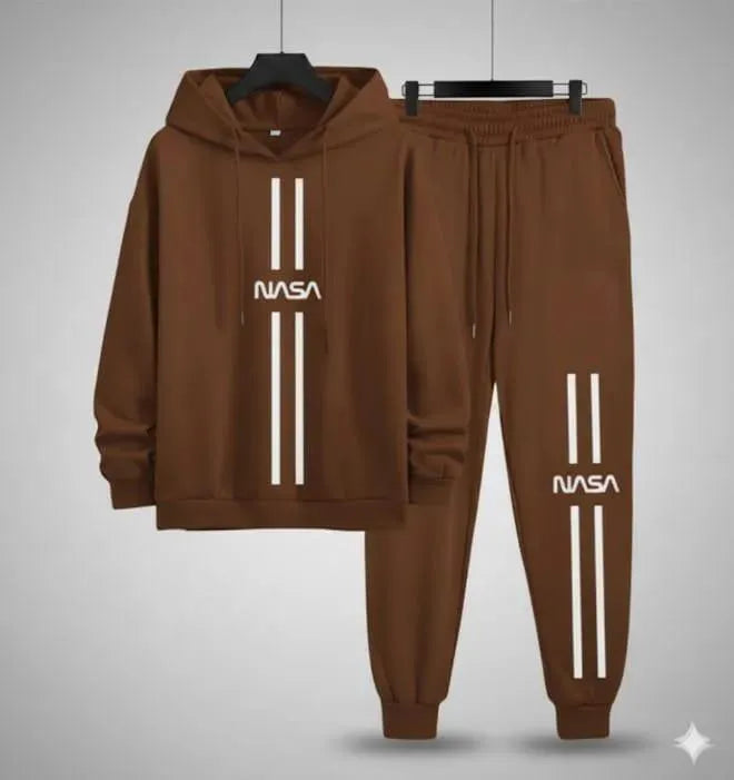 2 Pcs Men's Fleece Printed Hoodie Track Suit