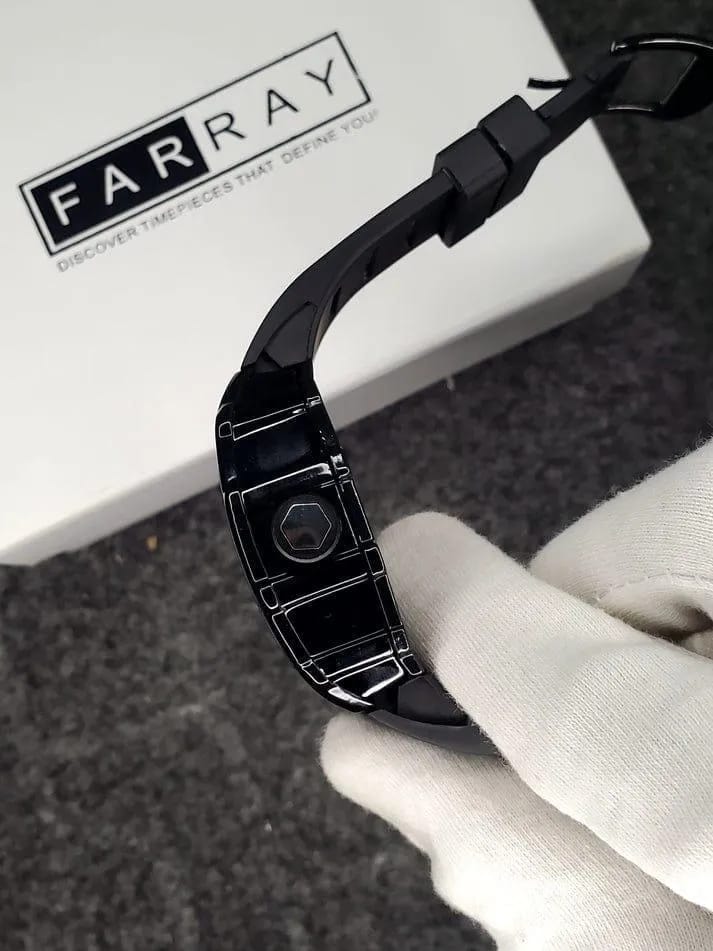 Wrist Black Belt Skeleton Watch