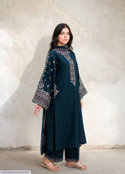 2 Pcs Woman's Unstitiched Embroidered Suit
